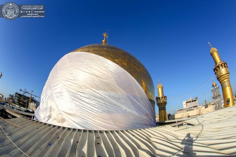 تصویری از افتتاح گنبد طلا حرم امام علی علیه السلام