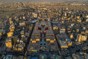 تصویر هوایی صحن فاطمه زهرا و حرم مطهر علوی