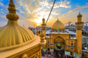 ایوان طلا و گنبد و گلدسته حرم امام علی