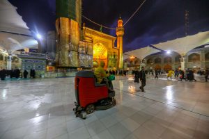 خشک کردن صحن بعد از باران