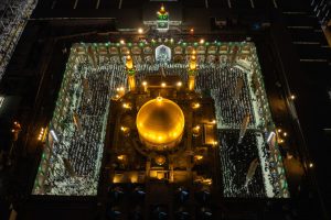 عکس هوایی صحن در شب عید غدیر