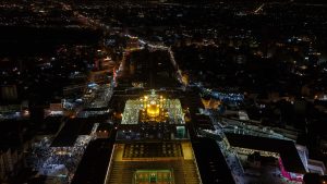 تصویر هوایی حرم امام علی در شب عید غدیر