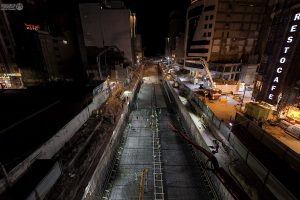 عملیات بتن‌ریزی سقف تقاطع غیر هم‌سطح شارع الرسول