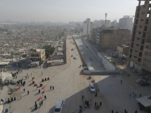 پارکینگ بزرگ طبقاتی نجف - ورودی از نمای بالا