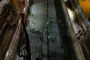 مراحل تخصصی بتن‌ریزی سقف تقاطع غیر هم‌سطح شارع الرسول