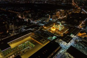 تصویر هوایی در شب از سمت صحن حضرت زهرا