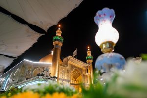 شمعدان و گل در صحن به مناسبت اعیاد شعبانیه