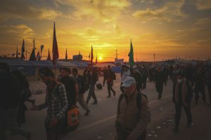 غروب آفتاب در جاده کربلا