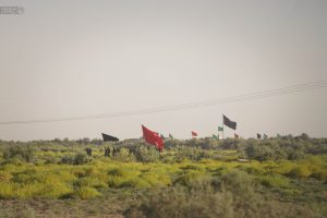 عبور زائران پیاده اربعین از دشت