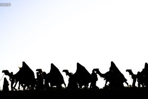 کاروان نمادین اسرای کربلا در مسیر پیاده‌روی اربعین