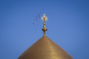 پرنده‌ها به دور گنبد طلایی