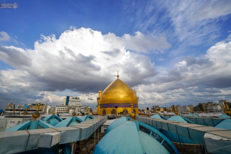 طواف ابرهای رحمت به‌دور گنبد طلای حضرت حیدر
