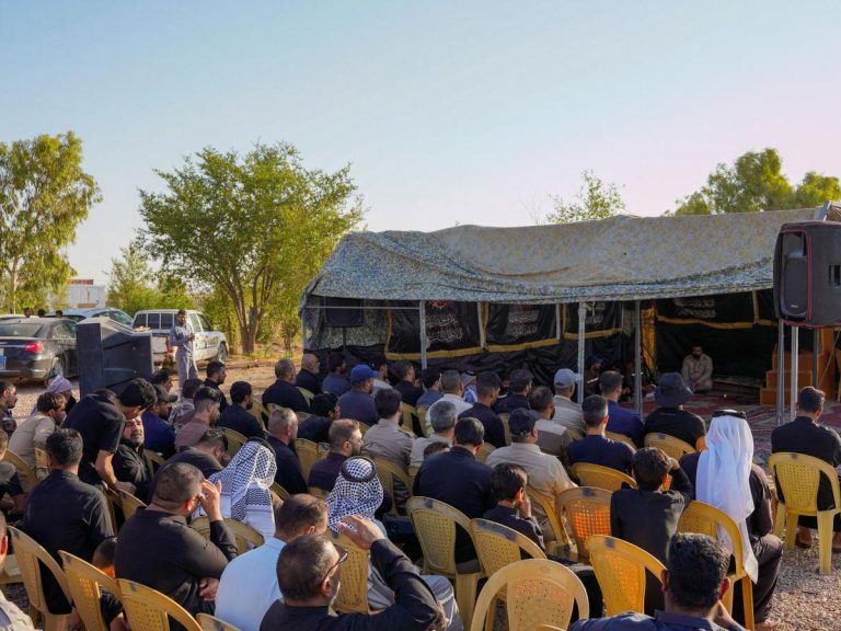برپایی موکب خادمان علوی به مناسبت شهادت امام حسن (علیه‌السلام) در منطقۀ الرهیمه