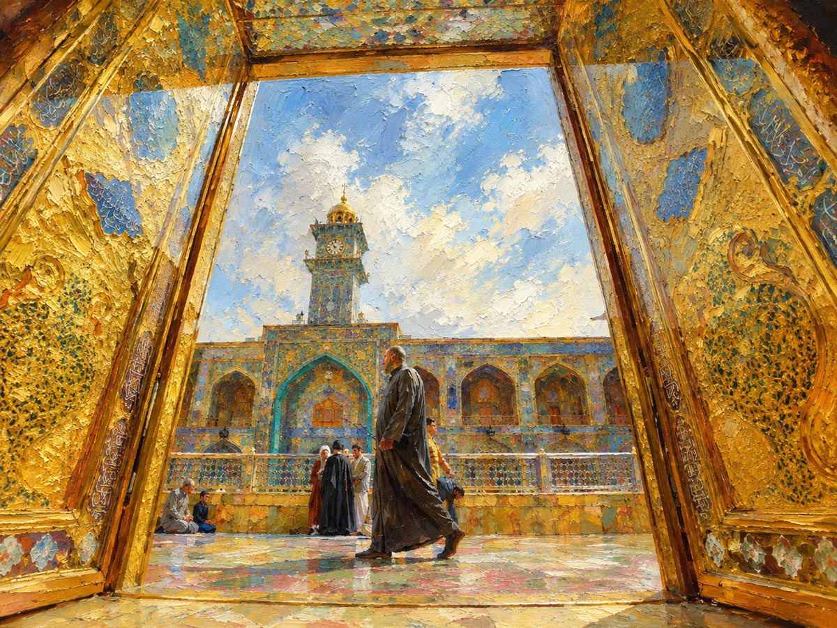 درِ طلایی حرم مطهر علوی؛ هدیه‌ای نفیس در بارگاه مولای متقیان