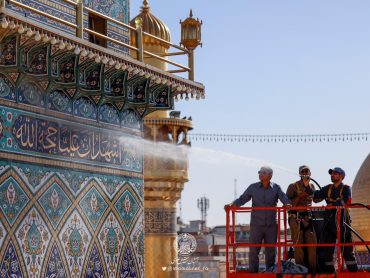 تلألو نور شادی و سرور از گلدسته‌های طلایی بارگاه علوی در آستانه عید غدیر خم